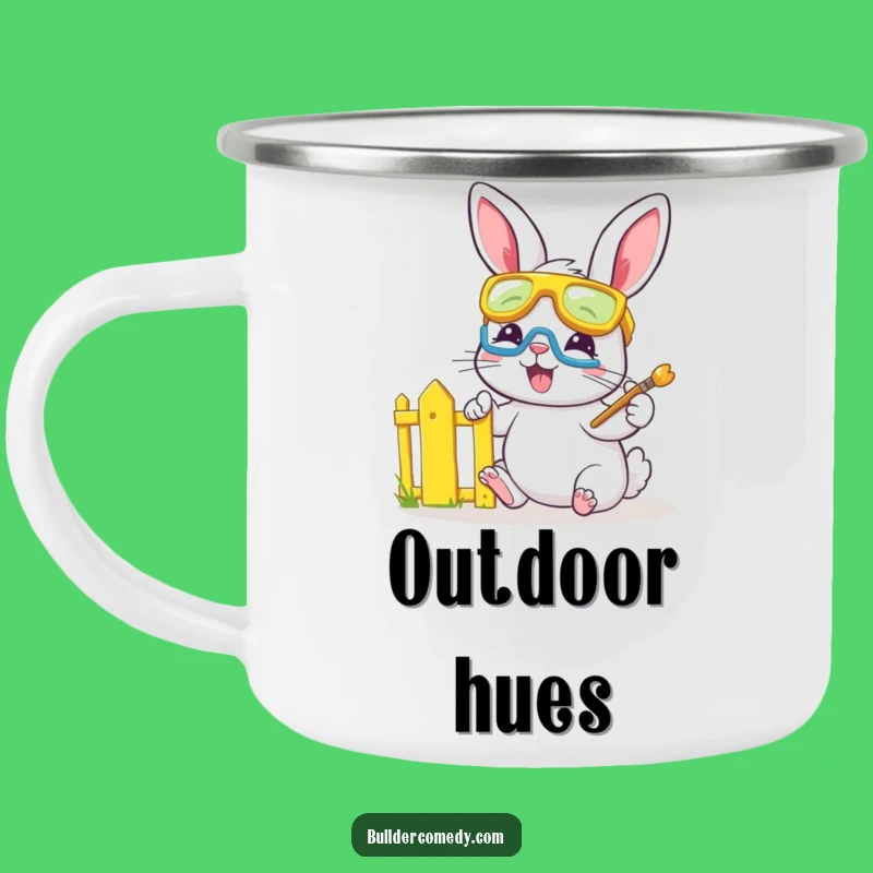 Funny Bunny Painter Camping Mug: Cheerful Outdoor Art Gift