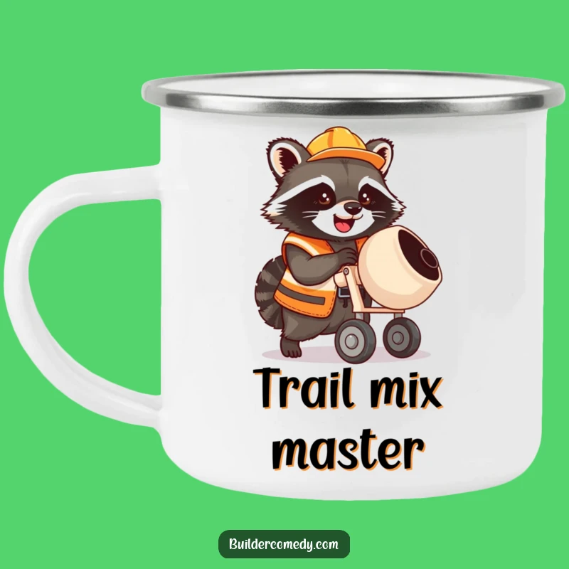 Funny Raccoon Cement Mixer Camping Mug: Outdoor Construction Fun Gift