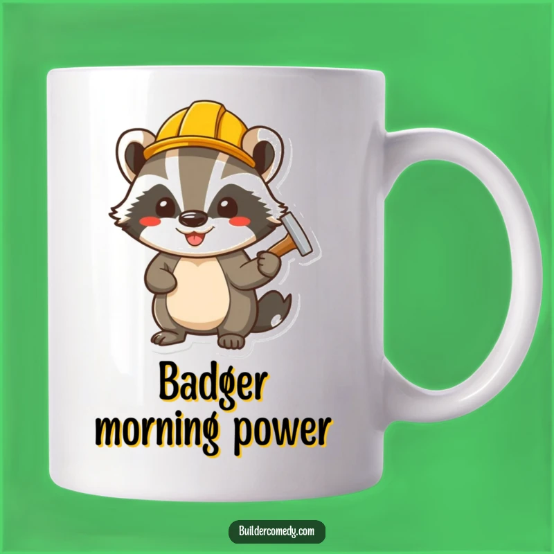 Funny Badger Hammering Nail Mug: Perfect Gift for Handy Humor Lovers!