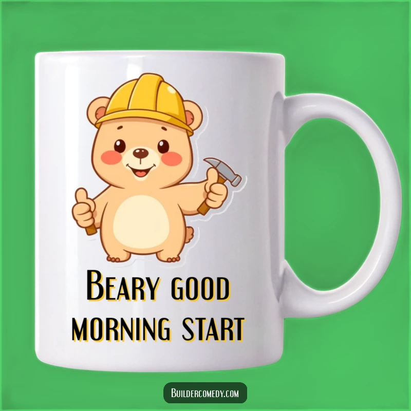 Funny Bear Construction Mug: Happy Builder Gift with Thumbs Up