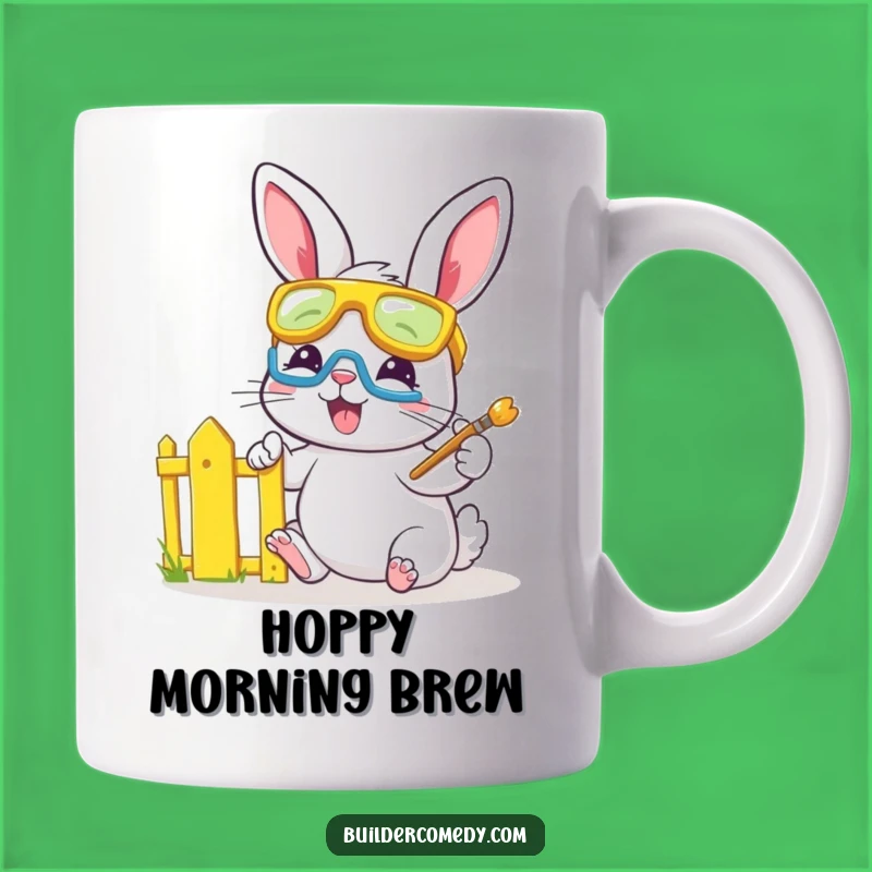 Funny Bunny Painting Mug: Joyful DIY Decorator Gift with Goggles