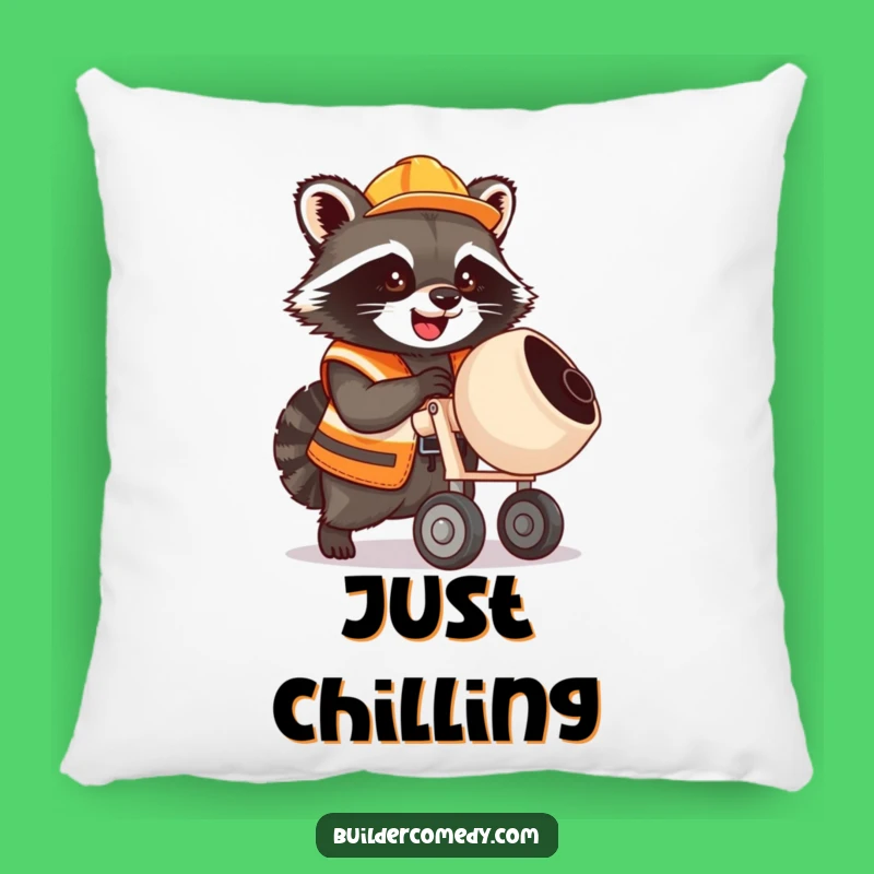 Funny Raccoon Cement Mixer Pillow: Comfy & Quirky Decor Gift