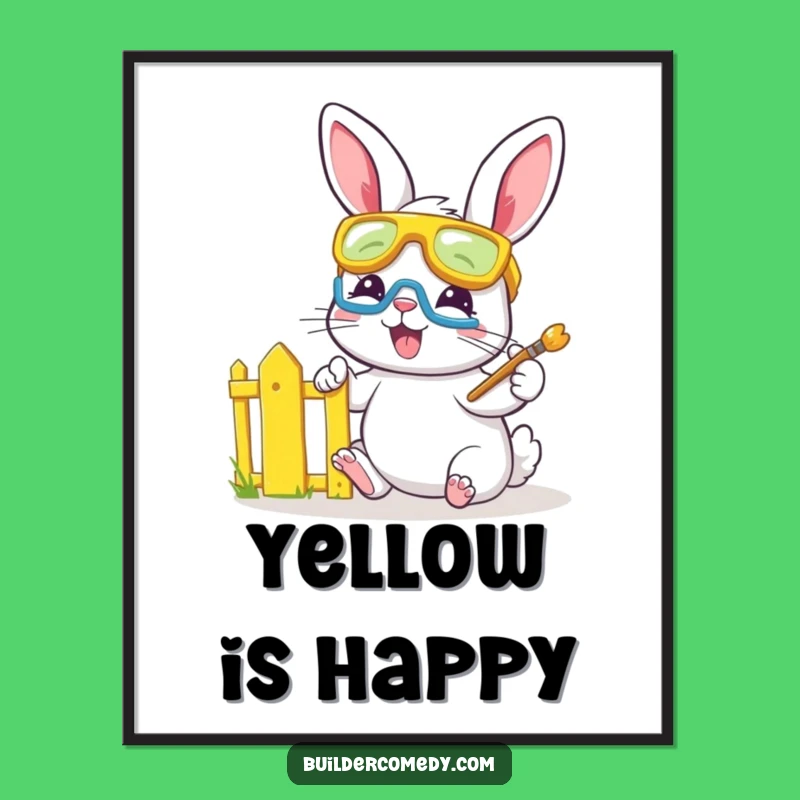 Funny Bunny Painter Digital Art: Instant Cheerful Wall Decor Gift