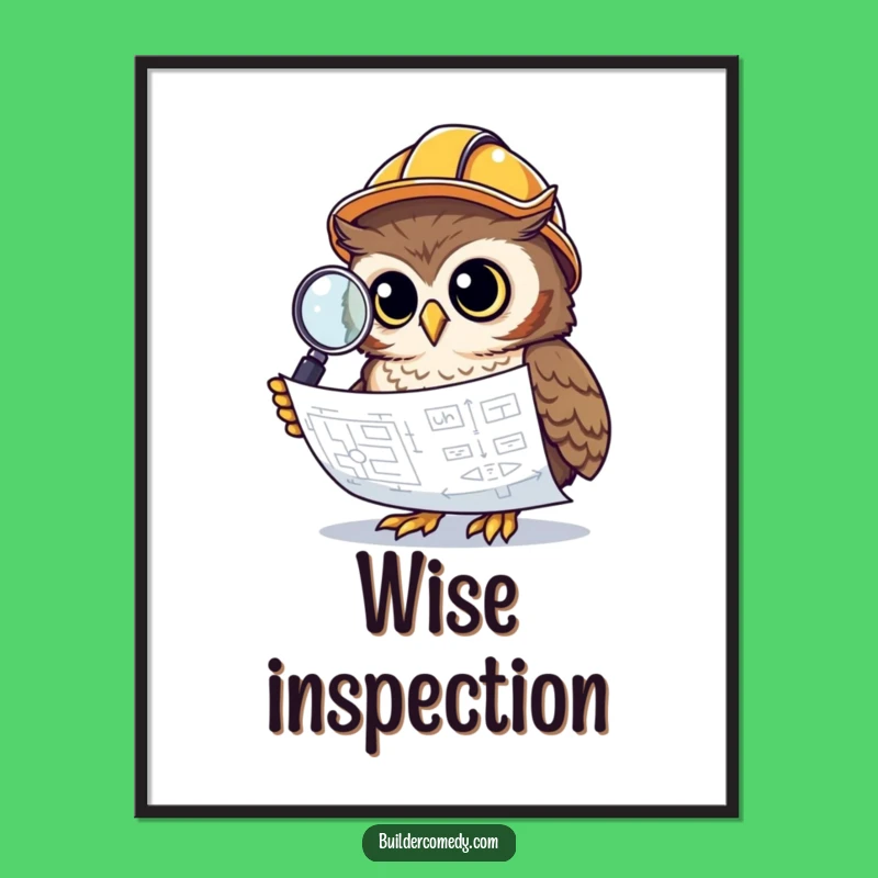 Funny Owl Blueprint Digital Art: Instant Wise Wall Decor Gift