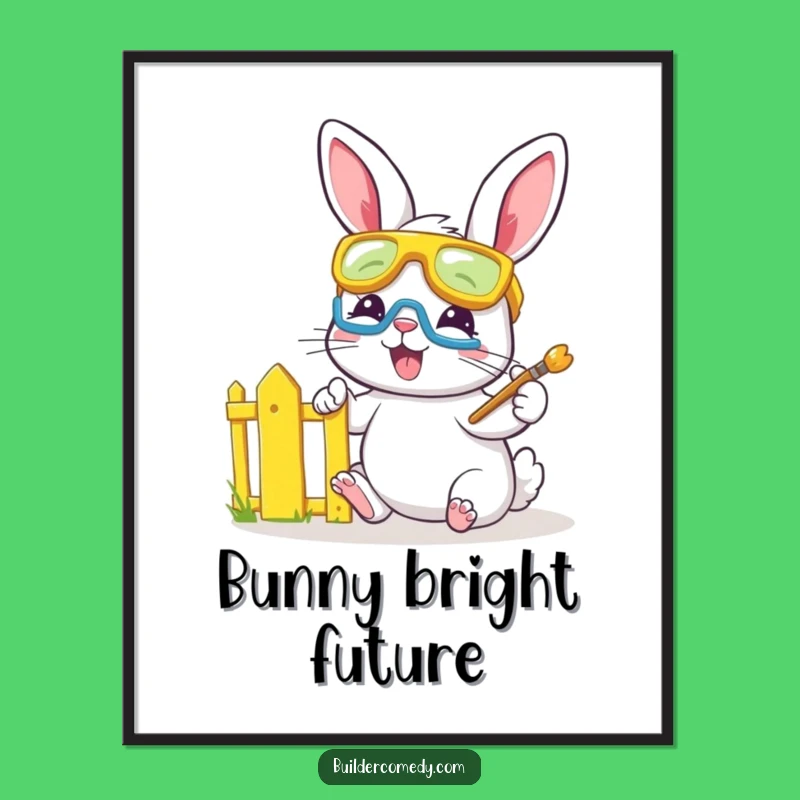 Funny Bunny Painting Poster: Cheerful Wall Art & DIY Decor Gift