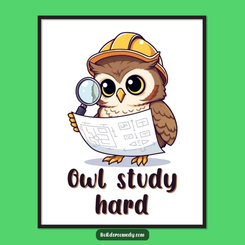 Funny Owl Blueprint Poster: Inspiring Wisdom Wall Art Gift
