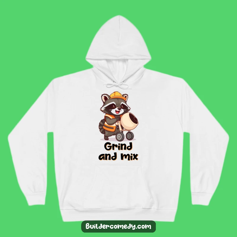 Cozy Funny Raccoon Cement Mixer Hoodie: Warm Construction Fan Gift