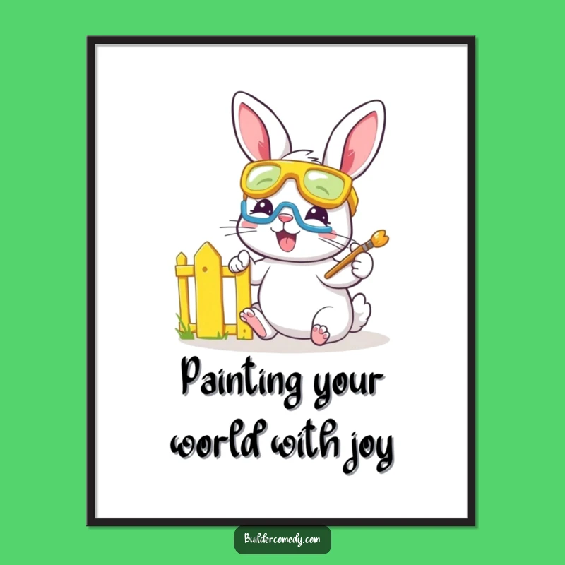 Free Printable Wall Art Funny Bunny Painter Goggles DIY Downloadable Art