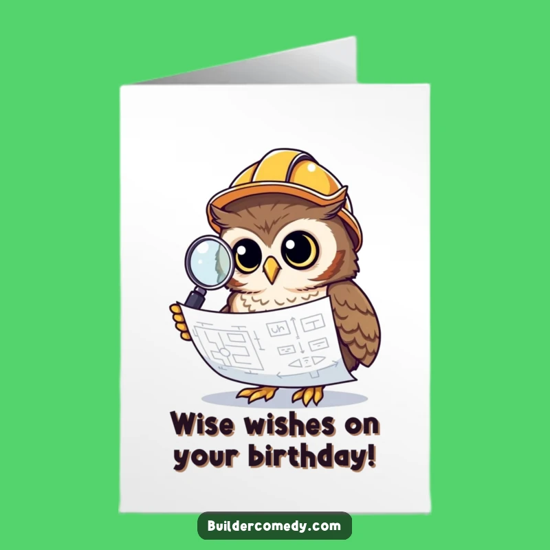 Free Printable Happy Birthday Card Funny Owl Architect Blueprint DIY Downloadable Gift