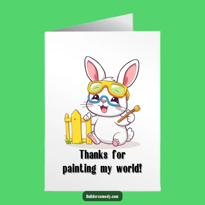 Free Printable Thank You Card Funny Bunny Painter DIY Downloadable Gift