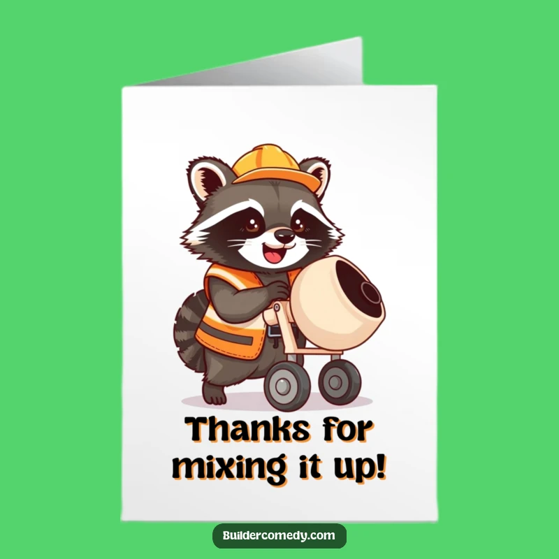 Free Printable Thank You Card Funny Raccoon Construction DIY Downloadable Gift