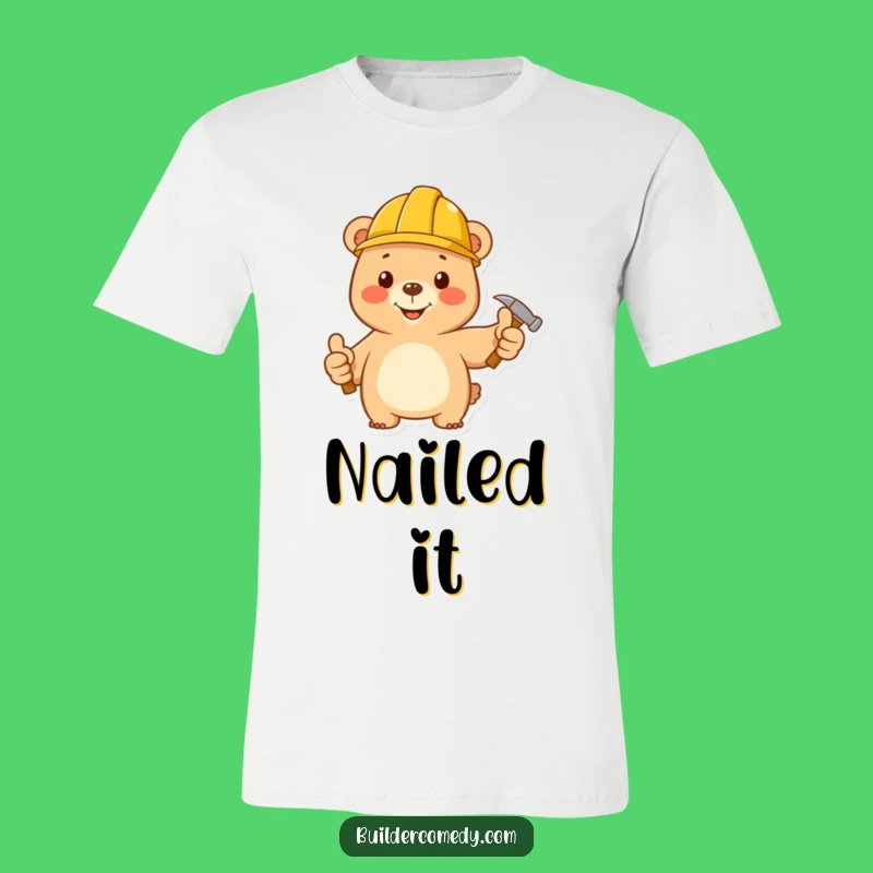 Funny Happy Bear Hard Hat T-Shirt: Adorable Construction Worker Gift