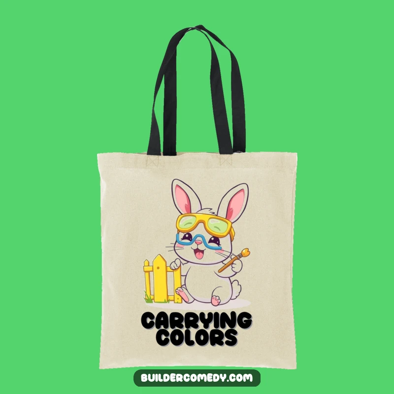 Funny Bunny Painter Tote Bag: Carry Your Supplies with Humor